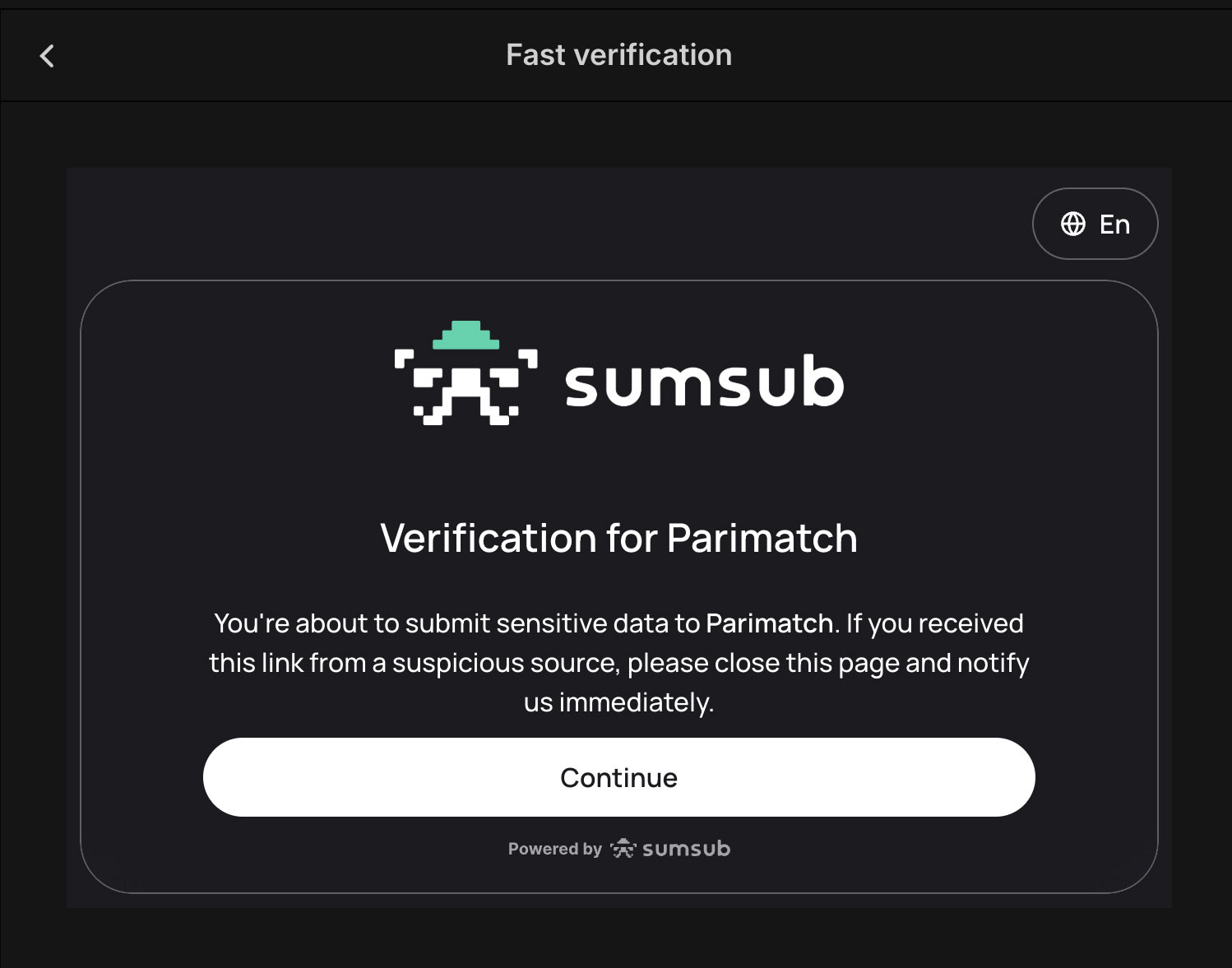 Parimatch account verification section showing document upload options